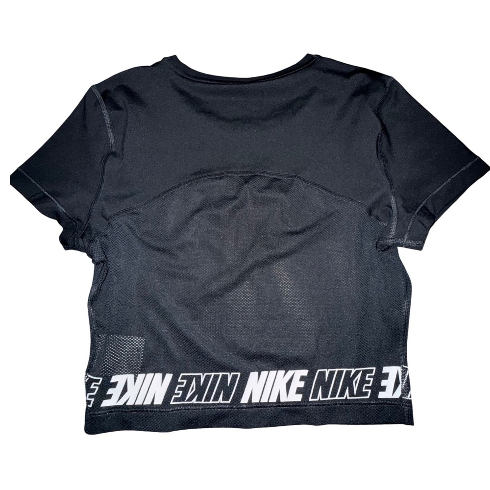 Nike Pro Set XS Black Dri-FIT Crop Top Leggings Mesh Logo Athleisure Gymwear - Picture 6 of 16